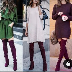 Wine Suede Over the Knee Boots size 6.5